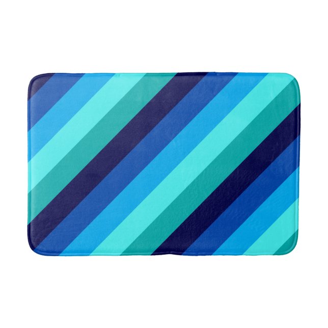 Alfombrilla De Baño Icy Blue Verde azulada Stripes Media Bath Mat (Anverso)