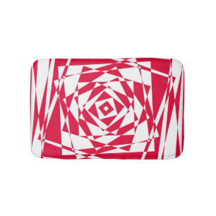 Alfombrilla De Baño Ilusión abstracta roja blanca