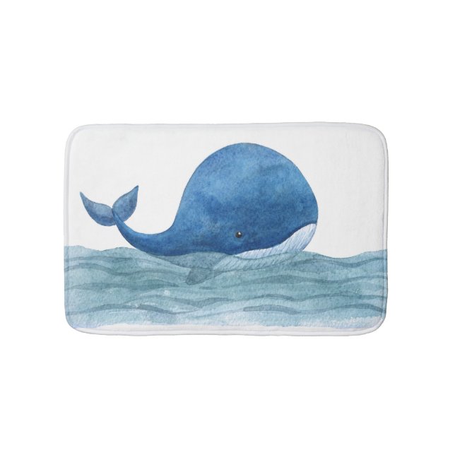 Alfombrilla De Baño Ilustracion acuático Cute Blue Whale (Anverso)