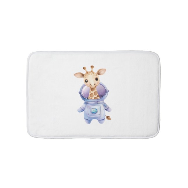 Alfombrilla De Baño Ilustracion Astronauta de Girafa Adorable Clásico  (Anverso)