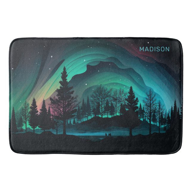 Alfombrilla De Baño Ilustracion Aurora Borealis (Anverso)