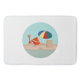 Alfombrilla De Baño Ilustracion Bucket and Spade Circle Beach Scene