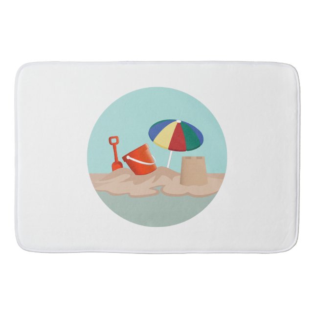 Alfombrilla De Baño Ilustracion Bucket and Spade Circle Beach Scene (Anverso)