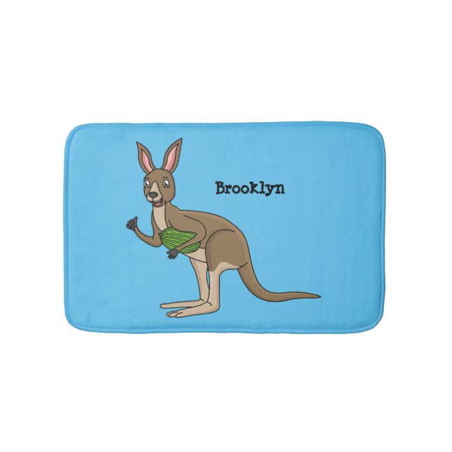Alfombrilla De Baño Ilustracion de canguro australiano bastante feliz (Anverso)