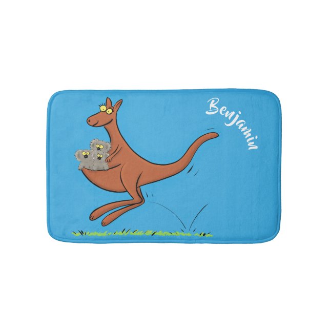 Alfombrilla De Baño Ilustracion de canguro y personalizado de koalas (Anverso)