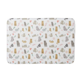 Alfombrilla De Baño Ilustracion de color neutro para gatos caprichosos