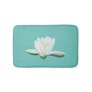 Alfombrilla De Baño Ilustración de Flor de Loto Blanca