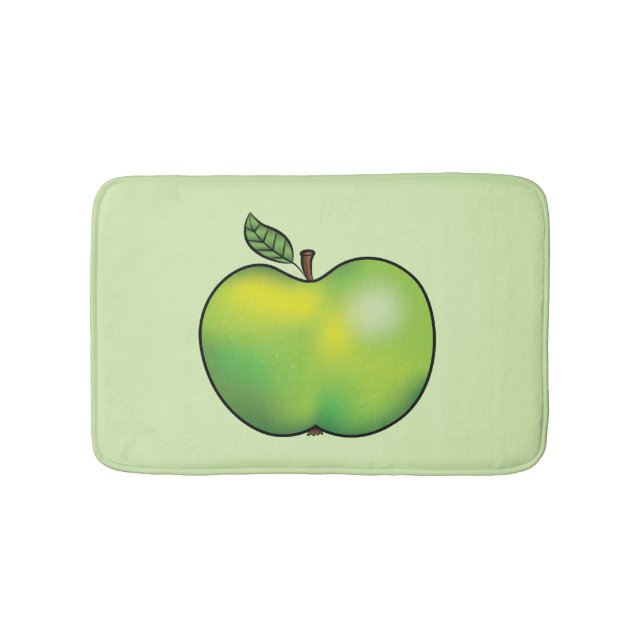 Alfombrilla De Baño Ilustracion de fruta de Apple Personalizado verde (Anverso)