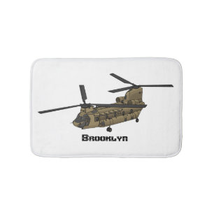 Alfombrilla De Baño Ilustracion de helicópteros militares de Chinook