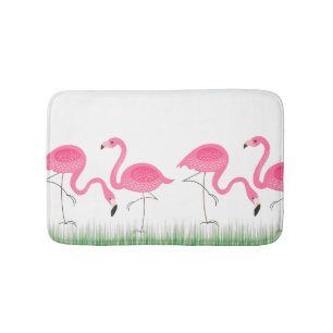 Alfombrilla De Baño Ilustracion de los flamencos rosados