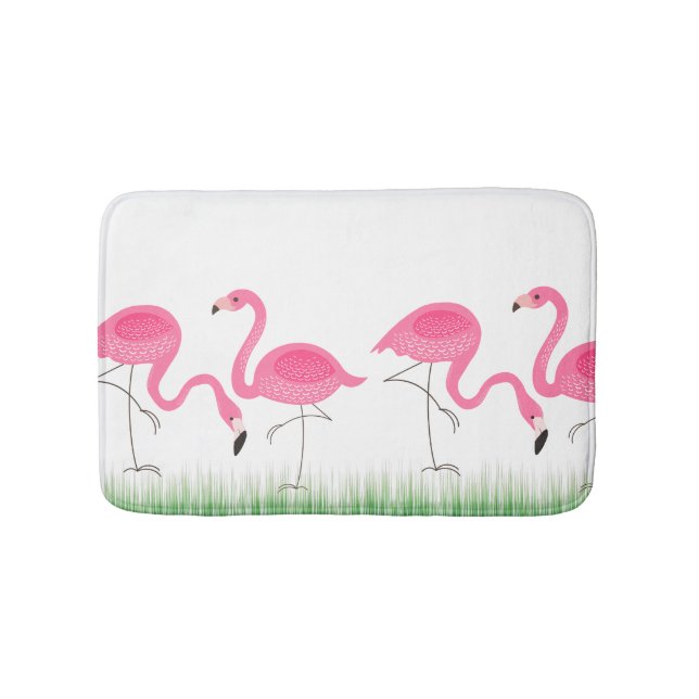 Alfombrilla De Baño Ilustracion de los flamencos rosados (Anverso)