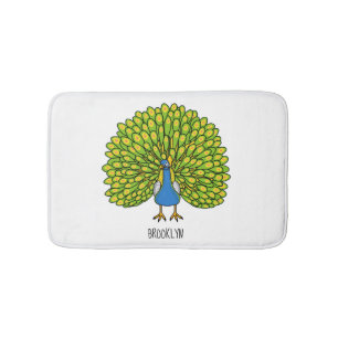 Alfombrilla De Baño Ilustracion de pájaro pavo real