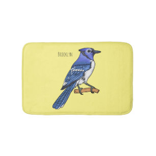 Alfombrilla De Baño Ilustracion de personalizado de ave azul jay