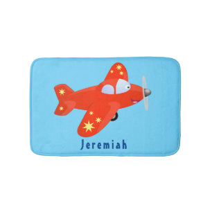 Alfombrilla De Baño Ilustracion de personalizado de avión rojo con vue