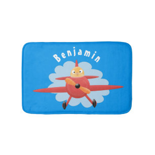 Alfombrilla De Baño Ilustracion de personalizado de avión rojo que vue