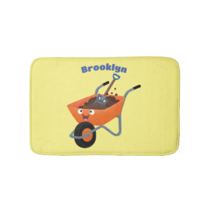 Alfombrilla De Baño Ilustracion de personalizado de carretilla naranja