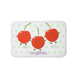 Alfombrilla De Baño Ilustracion de personalizado de cerezas rojas de s
