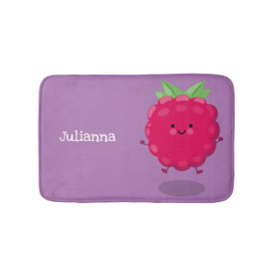 Alfombrilla De Baño Ilustracion de personalizado de frambuesa alegre