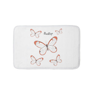 Alfombrilla De Baño Ilustracion de personalizado de mariposa de vidrio