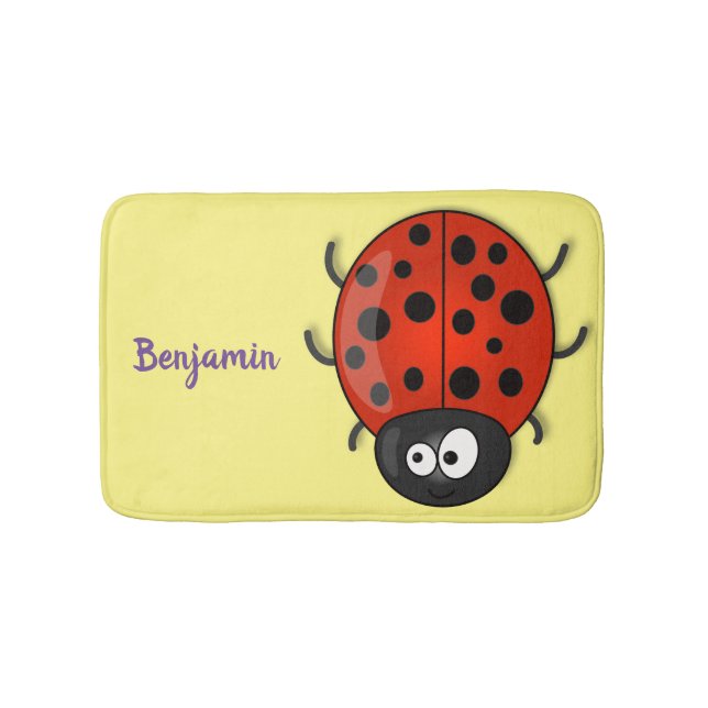 Alfombrilla De Baño Ilustracion de personalizado de mariquita roja fel (Anverso)