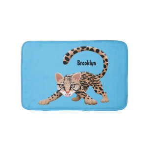 Alfombrilla De Baño Ilustracion de personalizado de ocelot de Cute