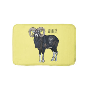 Alfombrilla De Baño Ilustracion de personalizado de ovino Mouflon