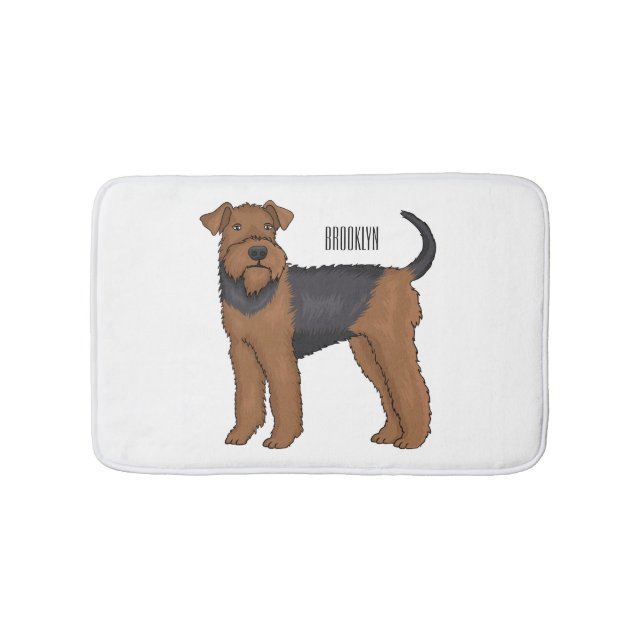 Alfombrilla De Baño Ilustracion de personalizado de perro Airedale ter (Anverso)