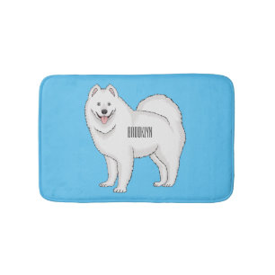 Alfombrilla De Baño Ilustracion de personalizado de perro de Samoyed