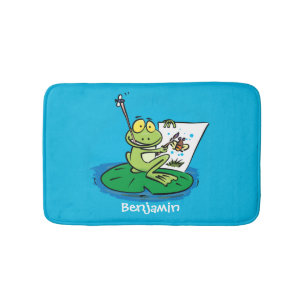 Alfombrilla De Baño Ilustracion de personalizado de rana verde lindo
