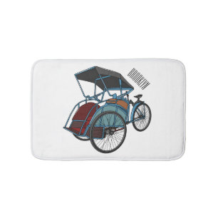 Alfombrilla De Baño Ilustracion de personalizado de rickshaw en bicicl