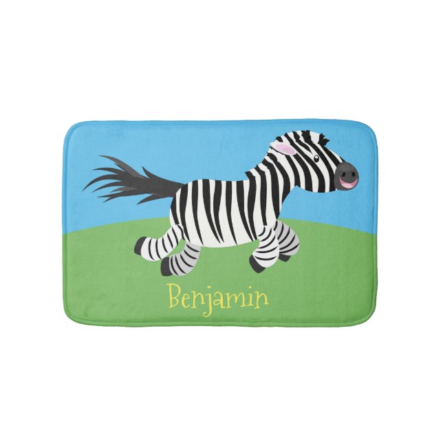 Alfombrilla De Baño Ilustracion de personalizado de zebra graciosa (Anverso)