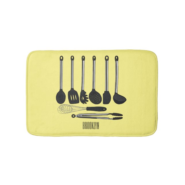 Alfombrilla De Baño Ilustracion de personalizados utensiales de cocina (Anverso)