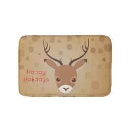 Alfombrilla De Baño ilustracion de renos sobre fondo marrón
