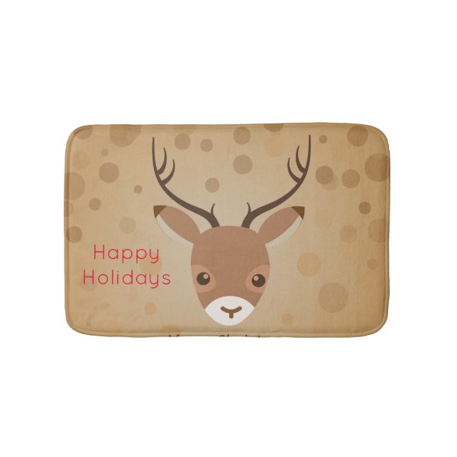 Alfombrilla De Baño ilustracion de renos sobre fondo marrón (Anverso)