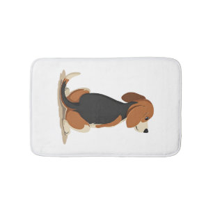 Alfombrilla De Baño Ilustración de vista trasera de perro Beagle vinta