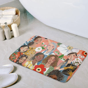 Alfombrilla De Baño Ilustracion floral del Día Internacional de la Muj