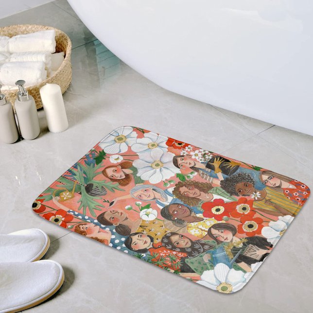Alfombrilla De Baño Ilustracion floral del Día Internacional de la Muj (Subido por el creador)