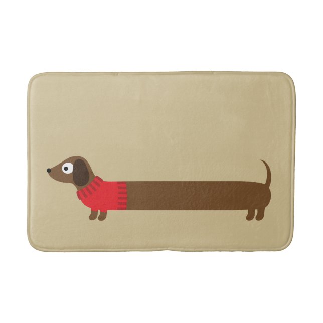 Alfombrilla De Baño Ilustracion largo lindo del Dachshund (Anverso)