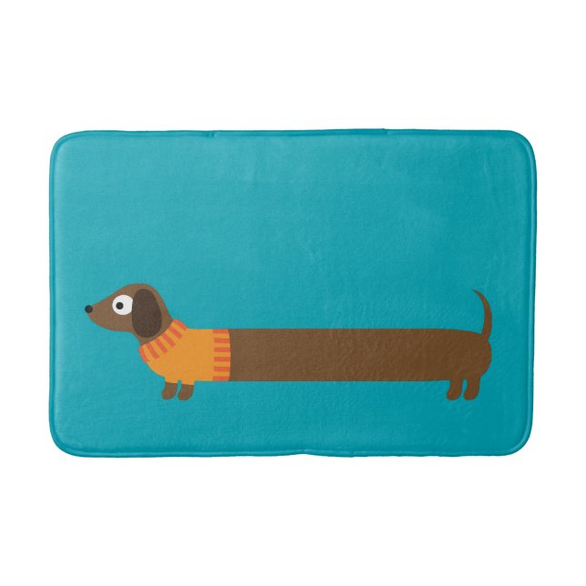 Alfombrilla De Baño Ilustracion largo lindo del Dachshund (Anverso)