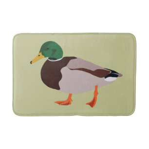 Alfombrilla De Baño Ilustracion Mallard Duck Pale Green