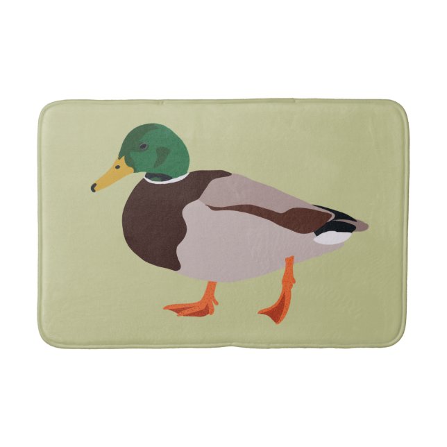 Alfombrilla De Baño Ilustracion Mallard Duck Pale Green (Anverso)