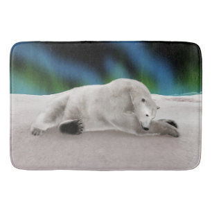 Alfombrilla De Baño Ilustración pacífica de oso polar ártico en la nat