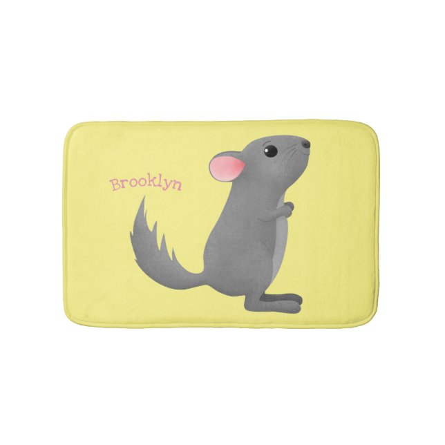 Alfombrilla De Baño Ilustracion personalizado chinchilla gris suave (Anverso)
