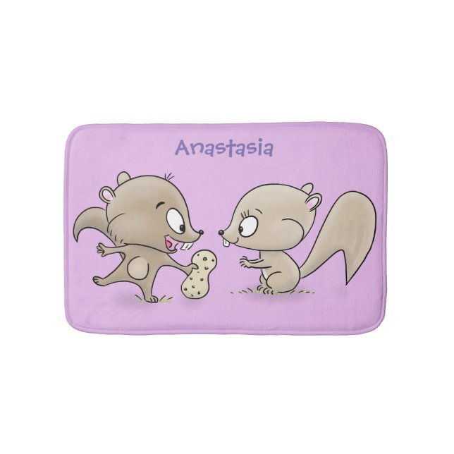Alfombrilla De Baño Ilustracion personalizado de ardillas graciosas (Anverso)