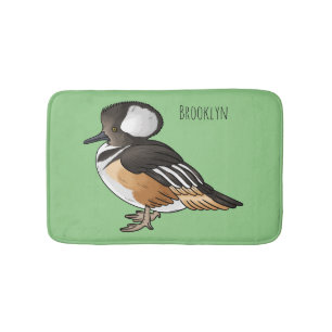 Alfombrilla De Baño Ilustracion personalizado de aves merganser con ca