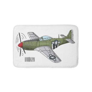Alfombrilla De Baño Ilustracion personalizado de avión militar
