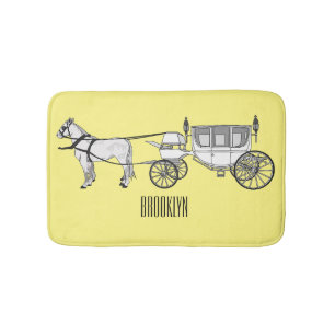 Alfombrilla De Baño ilustracion personalizado de caballos y carruajes