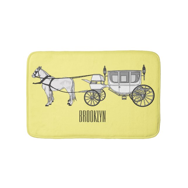 Alfombrilla De Baño ilustracion personalizado de caballos y carruajes  (Anverso)