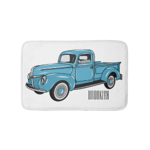 Alfombrilla De Baño Ilustracion personalizado de camioneta clásica