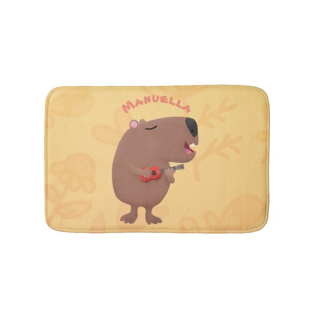 Alfombrilla De Baño Ilustracion personalizado de capybara ukulele cant (Anverso)